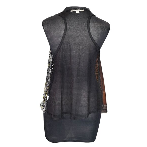 Sequin Racerback Sleeveless Top Party Wear Black & Silver Size L - Picture 3 of 9